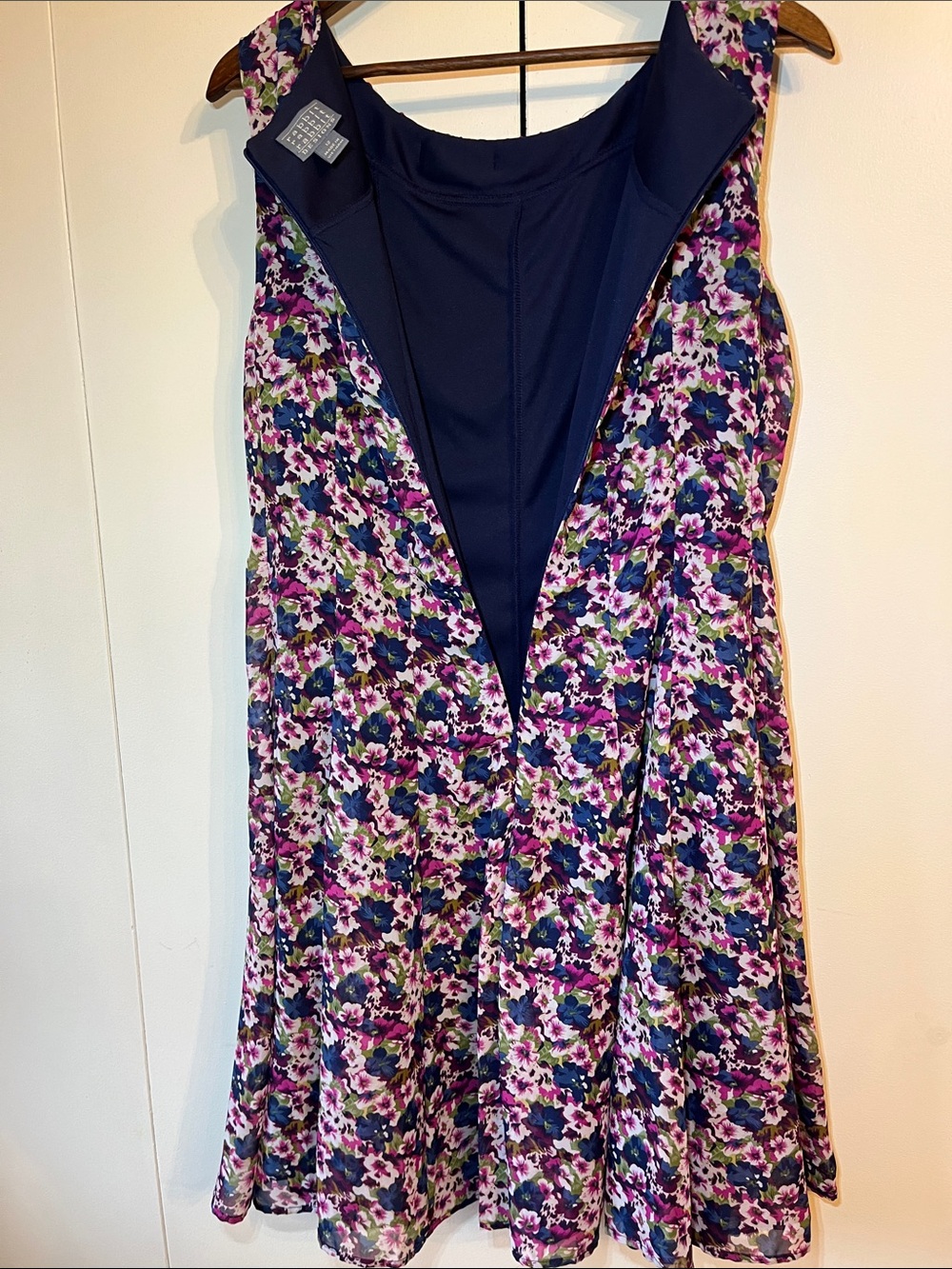 Rabbit Rabbit Rabbit Floral Ruffle Front Dress in Navy and Magenta - Picture 5 of 6